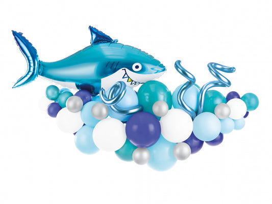 Balloon garland - Shark, blue, 150x95cm