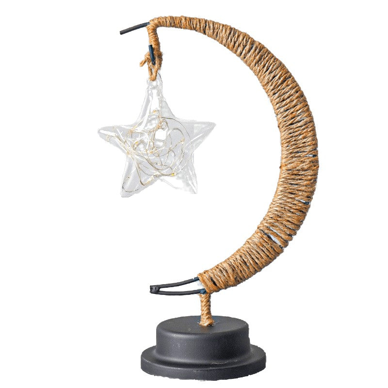 Lampa veghe Klevo, semi-luna cu stea din sticla, led, 28x15 cm, alb cald