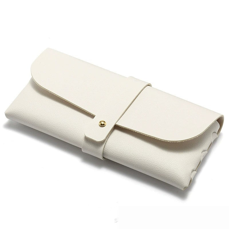 Husa Ochelari, Klevo, din Piele Ecologica, 17 x 8.5 cm, Alb