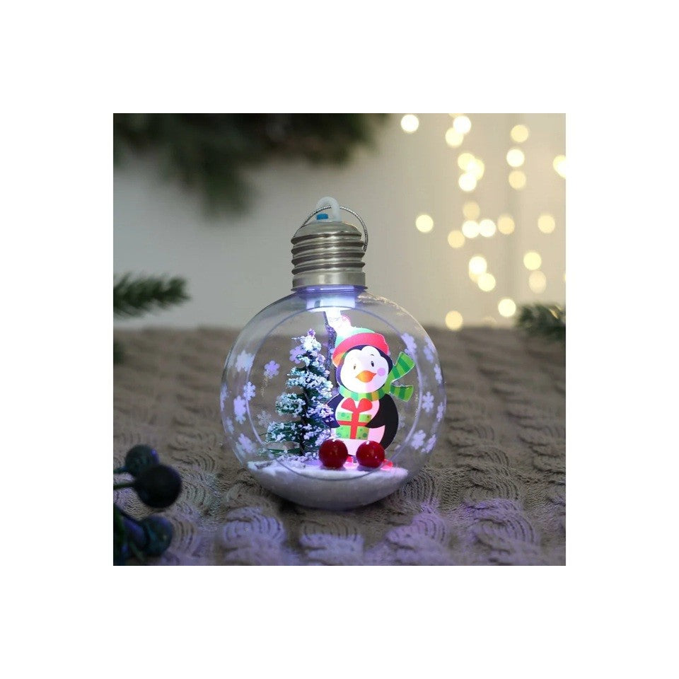 Glob de Craciun, Klevo, cu LED, Model Pinguin, 10 x 5 x 3 cm, Multicolor