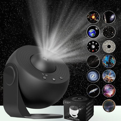Lampa Tip Proiector Galaxie, Klevo, pentru Dormitor, Tematica Cer Instelat, Model Glob, HD, Rotire 360 de Grade, 13 Imagini, Incarcare USB, 5 W, 11.2x10.8x10.9 cm, Negru