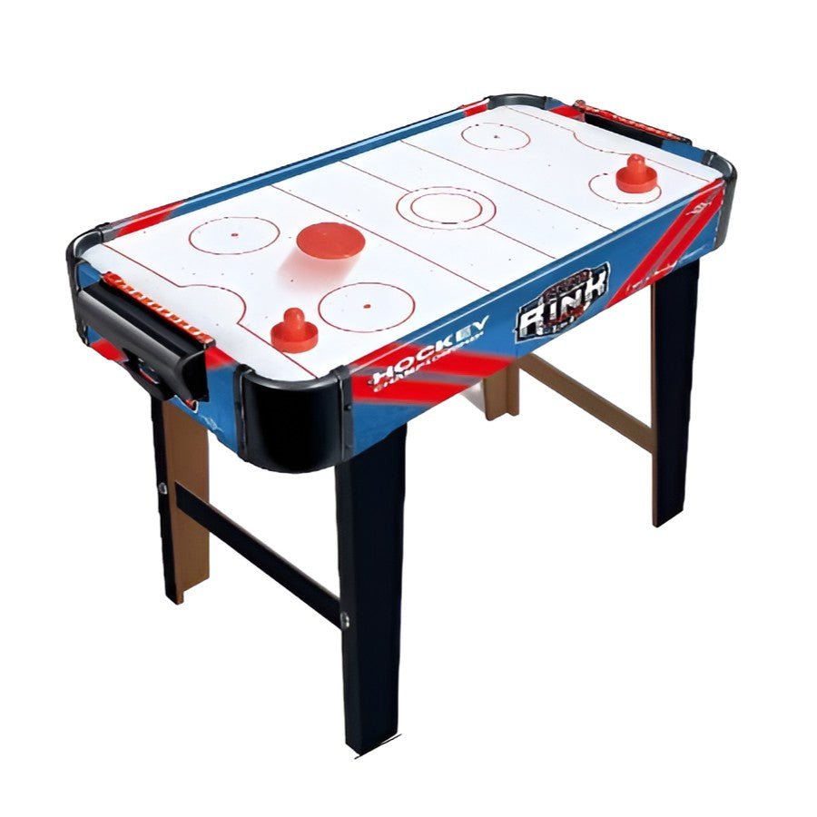Masa Air Hockey Graffiti cu Picioare Lungi, Klevo, PVC, 2 Pucuri, Tabela Scor, 2 Impingatoare, 76x38x61 cm, Albastru