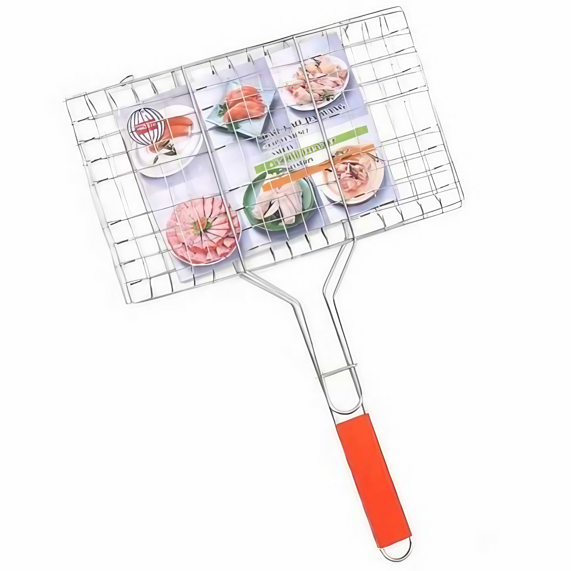 Gratar pentru Peste si Carne, Klevo, Suprafata Utila 32x19 cm, Otel Inoxidabil, cu Maner, Portabil, Argintiu