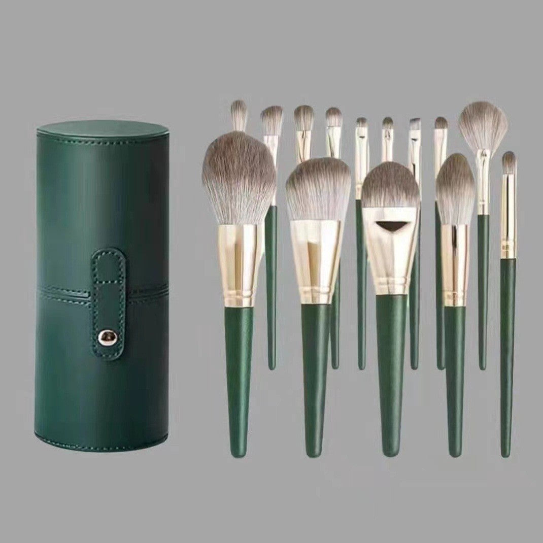 Set 14 Pensule de Machiaj cu Peri Moi, Klevo, cu Suport pentru Depozitare, Verzi