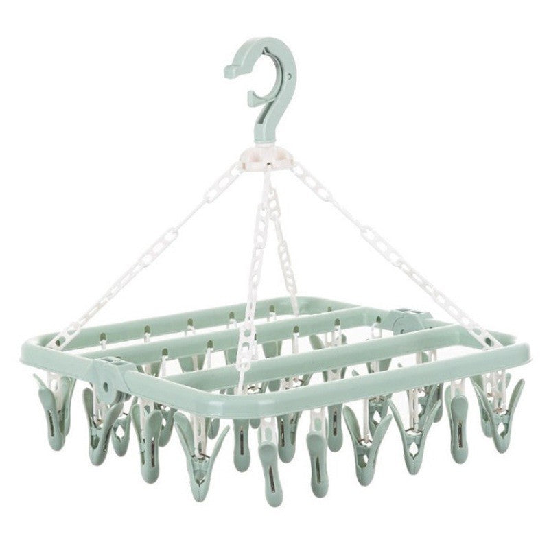 Uscator de rufe Klevo, 32 de cleme, Plastic, Pliabil, rotire 360 grade, 32x32 cm, Verde