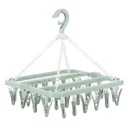 Uscator de rufe Klevo, 32 de cleme, Plastic, Pliabil, rotire 360 grade, 32x32 cm, Verde