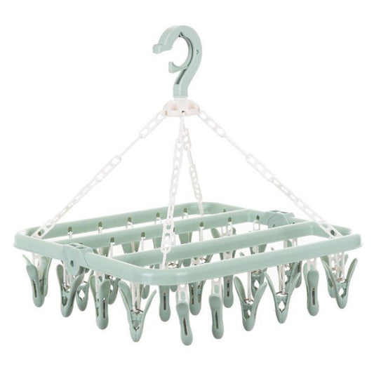 Uscator de rufe Klevo, 32 de cleme, Plastic, Pliabil, rotire 360 grade, 32x32 cm, Verde