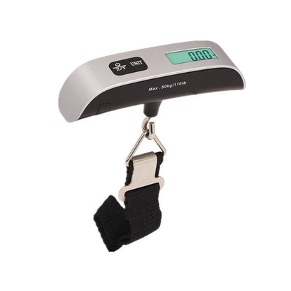 Cantar Digital de Mana Curea, Klevo, Cantar Portabil, Cantarire Bagaje, Capacitate 50 kg, Functie de Tara, 12.5 x 2.8 x 2.8 cm, Alb-Negru