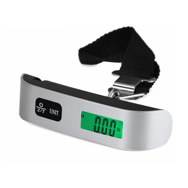 Cantar Digital de Mana Curea, Klevo, Cantar Portabil, Cantarire Bagaje, Capacitate 50 kg, Functie de Tara, 12.5 x 2.8 x 2.8 cm, Alb-Negru