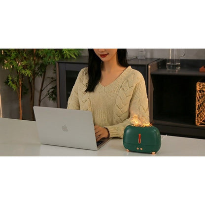 Umidificator de tip flacara, Klevo, cu aromaterapie, 7 culori, 250 ml, verde