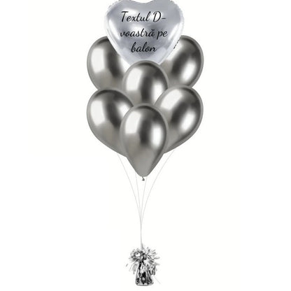 Greutate pentru Baloane cu Heliu, Klevo, din Folie cu Franjuri, 170g, 13 x 5 x 3 cm, Argintiu