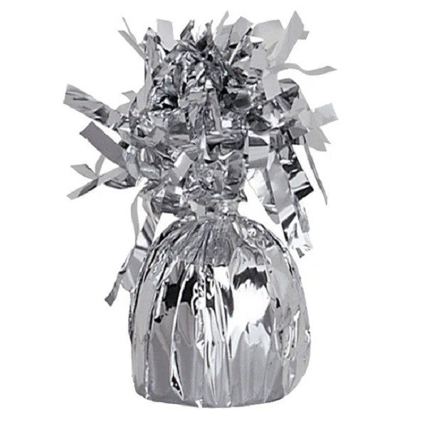 Greutate pentru Baloane cu Heliu, Klevo, din Folie cu Franjuri, 170g, 13 x 5 x 3 cm, Argintiu