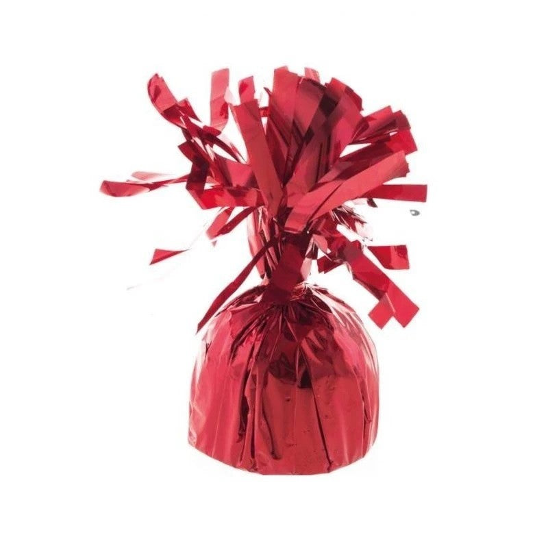 Greutate pentru Baloane cu Heliu, Klevo, din Folie cu Franjuri, 170g, 13 x 5 x 3 cm, Rosu