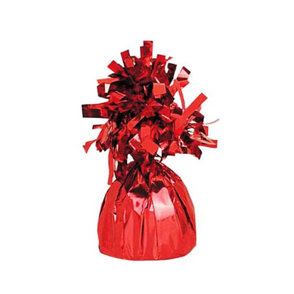 Greutate pentru Baloane cu Heliu, Klevo, din Folie cu Franjuri, 170g, 13 x 5 x 3 cm, Rosu