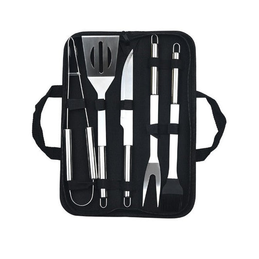 Set 5 Ustensile pentru Gratar, Klevo, din Otel Inoxidabil, Geanta Oxford, Argintiu