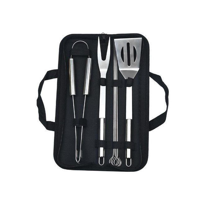 Set 7 Ustensile pentru Gratar, Klevo, din Otel Inoxidabil, Geanta Oxford, Argintiu