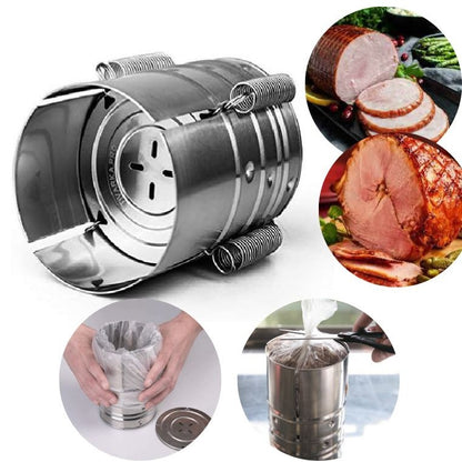 Presa din inox Klevo, pentru preparat sunca presata, cu capac, dimensiune reglabila in 3 trepte, 15 x 15 x 18 cm, argintiu