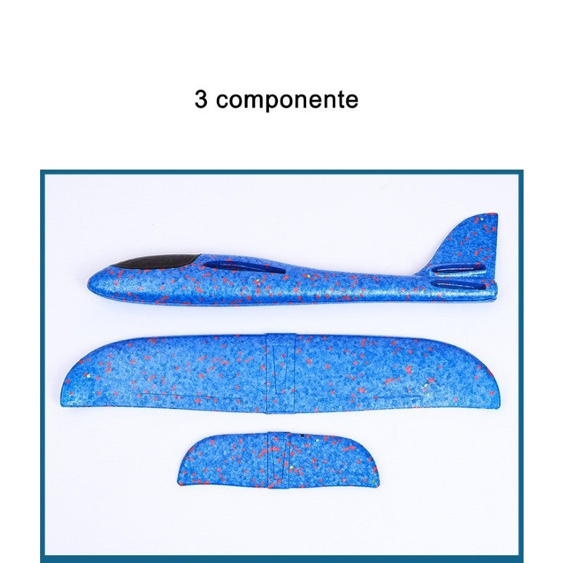 Avion planor din polistiren in punga , lungime 47 cm , Albastru , Klevo