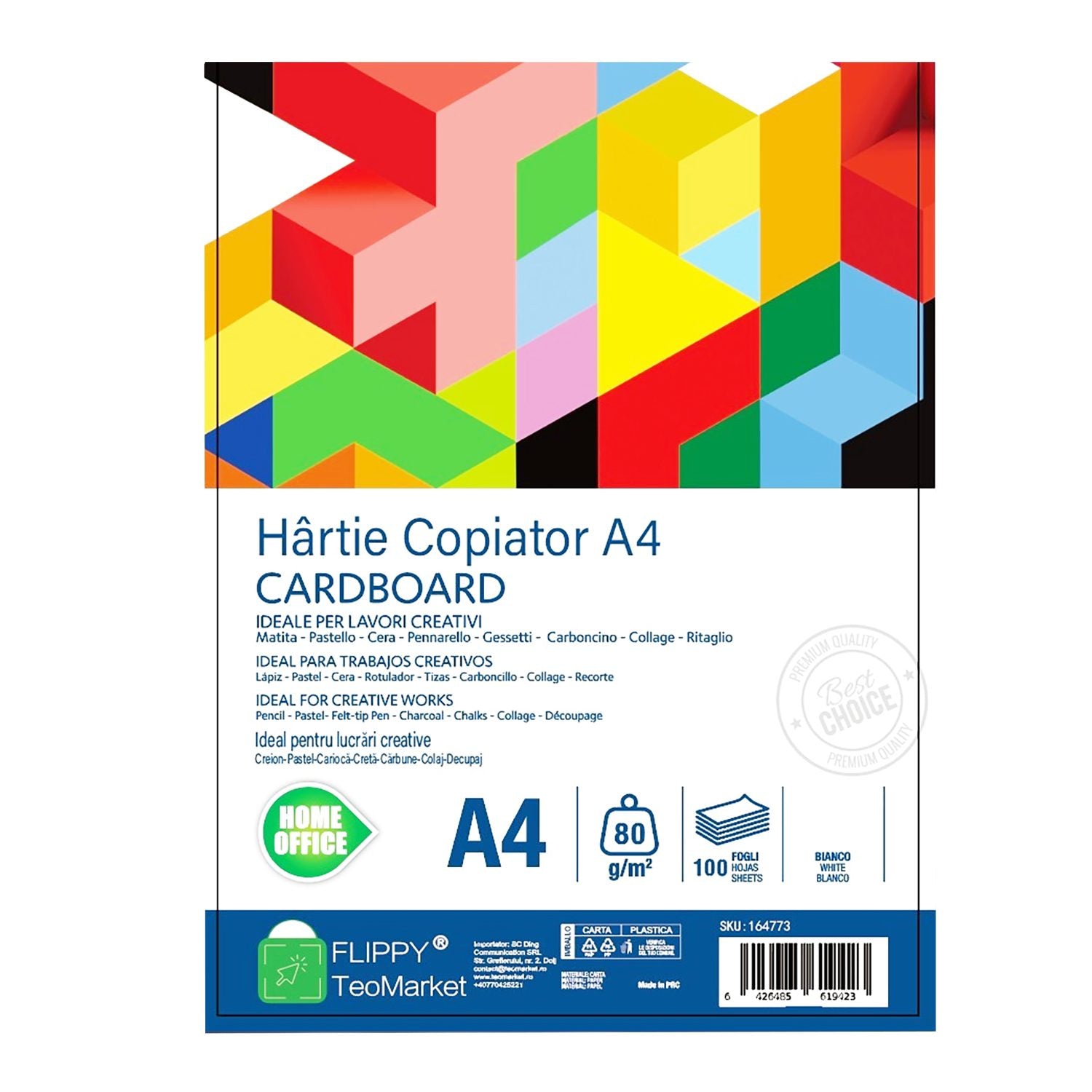 Hartie Copiator A4 Mutual Trust Cardboard, Klevo, 80 g/mp, 100 coli/top, 210 x 297 mm, Hartie Multifunctionala pentru Printare, Copiere si Proiecte Creative