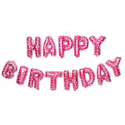 Set 13 Baloane Folie, Klevo, Tip Ghirlanda, Model Happy Birthday, 40 cm, Roz