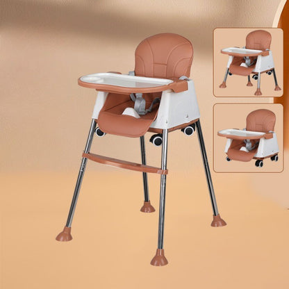 Scaun de Masa Pliabil 3in1, Klevo, Reglabil, Multifunctional, 3 Pozitii, Masuta si Husa Detasabile, Roti, Centura de Siguranta, Ajustare Inaltime