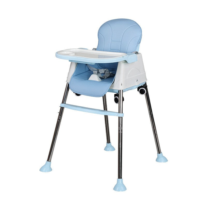 Scaun de Masa Pliabil 3in1, Klevo, Reglabil, Multifunctional, 3 Pozitii, Masuta si Husa Detasabile, Roti, Centura de Siguranta, Ajustare Inaltime, Albastru