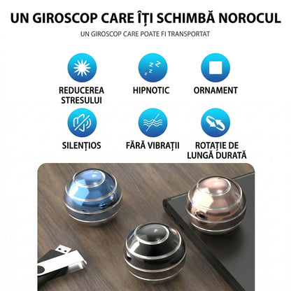Sfera Fidget Spinner Metalic, Klevo, Corp Aliaj Zinc, Rulment Inox, Jucarie Antistres pentru Focus si Relaxare, Diametru 40 mm, Gadget pentru Birou, Scoala, Cadou pentru Copii si Adulti, Albastru