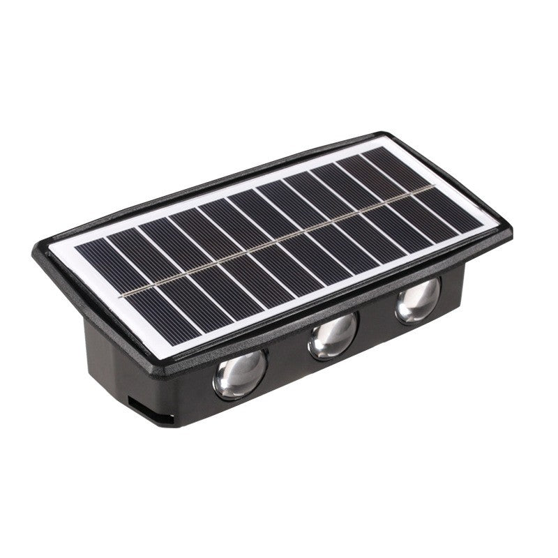 Lampa solara LED bidirectionala dreptunghiulara pentru perete Klevo, 20.5x10 cm, 6 LED-uri, 5.5V, ABS, 500mAh, rezistent la apa IP65, alb rece