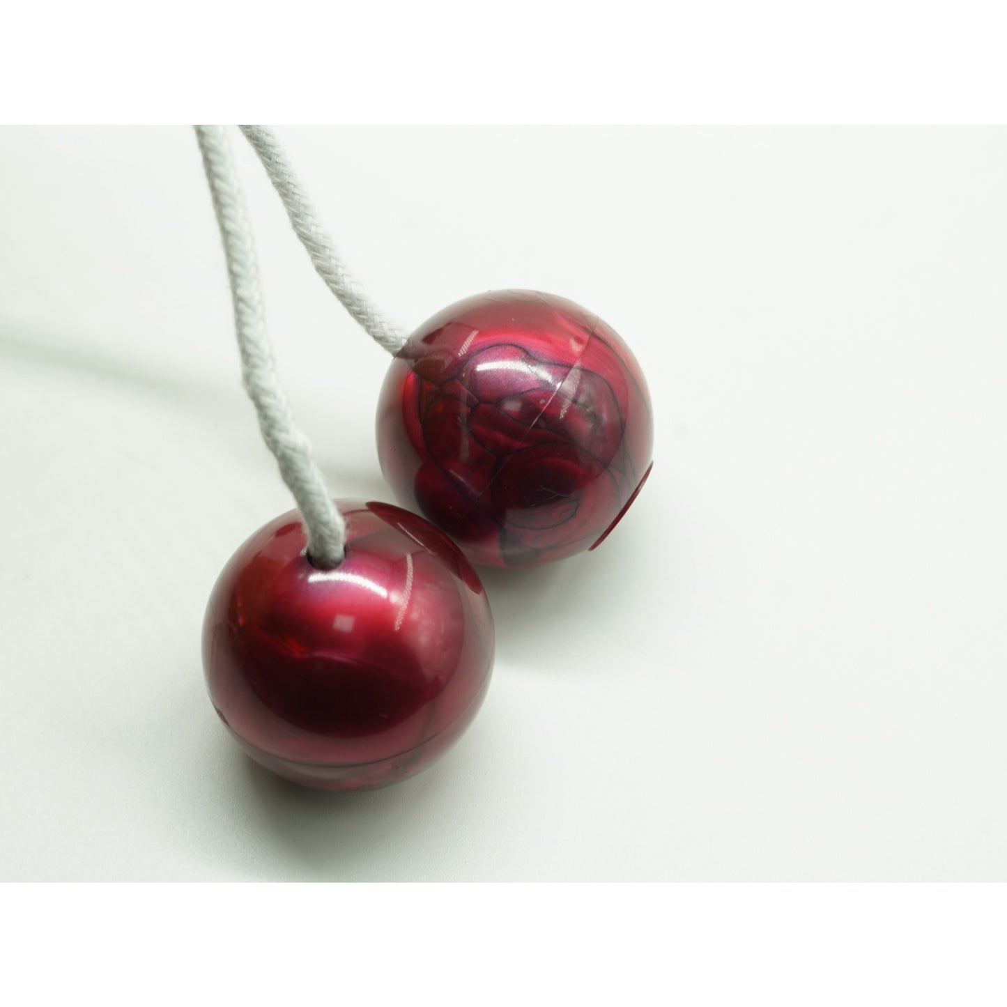 Jucarie interactiva cu bile, Klevo, Clackers ball, antistres, Visiniu, 40 mm