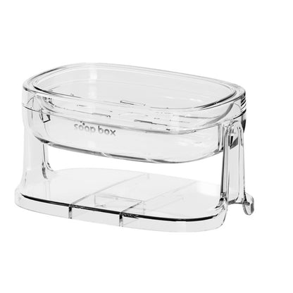 Savoniera cu Suport 2 in 1, Klevo, Pentru Perete sau Blat, PET, Scurgere Optima, Argintiu Transparent