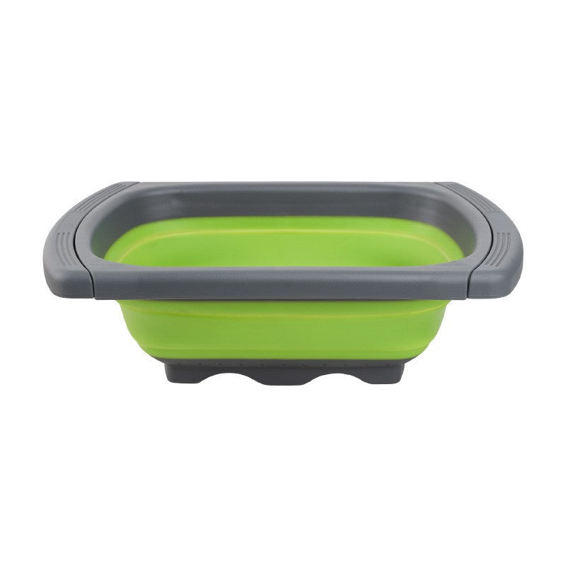 Cos de Scurgere Retractabil pentru Chiuveta, Klevo, cu Filtru, pentru Fructe si Legume, de Uz Casnic, 39x12 cm, Design Extensibil pana la 61 cm, cu Manere de Prindere, Verde