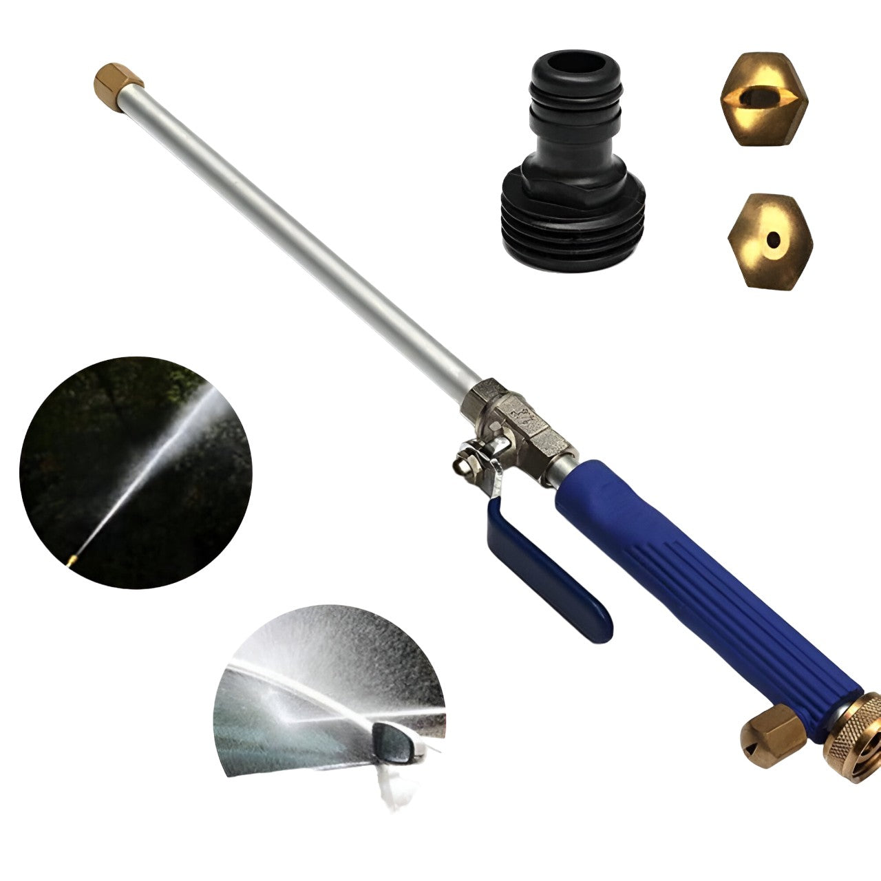 Set Accesoriu cu Presiune Reglabila, Klevo, pentru Furtun, cu Duze si Conector, Pulverizator de Apa, Tija de Stropit, 46.5 cm Lungime, Albastru
