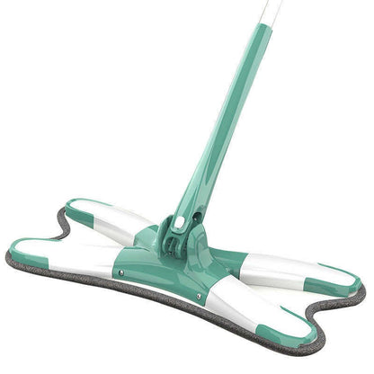 Mop Plat cu Laveta din Microfibra, Klevo, Pentru Uz Casnic, Sistem de Stoarcere X, Tija Telescopica 140 cm, Rotire 360°,38 x 140 cm, Verde