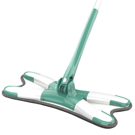 Mop Plat cu Laveta din Microfibra, Klevo, Pentru Uz Casnic, Sistem de Stoarcere X, Tija Telescopica 140 cm, Rotire 360°,38 x 140 cm, Verde