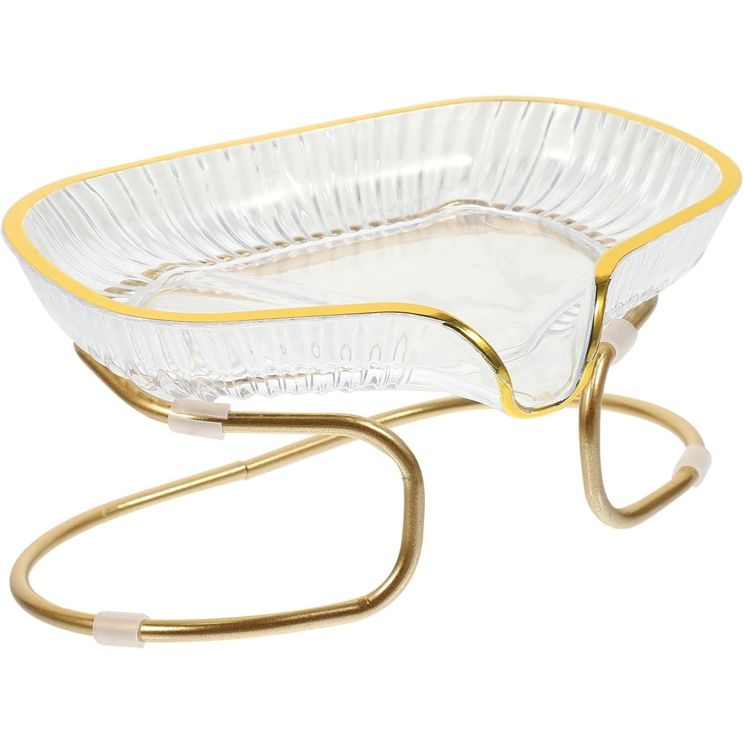 Savoniera cu Suport, Klevo, Sistem de Scurgere a Apei, Margine Aurie, 14 x 8.5 x 9 cm, din TPE, Transparent