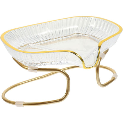 Savoniera cu Suport, Klevo, Sistem de Scurgere a Apei, Margine Aurie, 14 x 8.5 x 9 cm, din TPE, Transparent