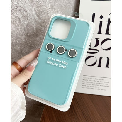 Husa Apple iPhone 14, Klevo, din Silicon Lichid, Interior din Microfibra, Lentile Fosforescente de Protectie Camera, Anti Amprenta, Rezistenta la Socuri, Bleu