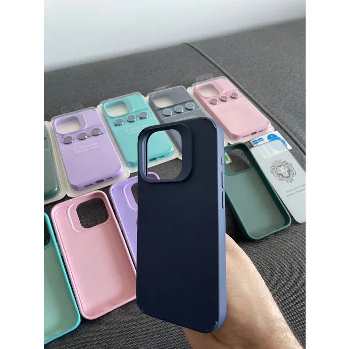 Husa Apple iPhone 14 Pro Max, Klevo, din Silicon Lichid, Interior din Microfibra, Lentile Fosforescente de Protectie Camera, Anti Amprenta, Rezistenta la Socuri, Albastru Marin