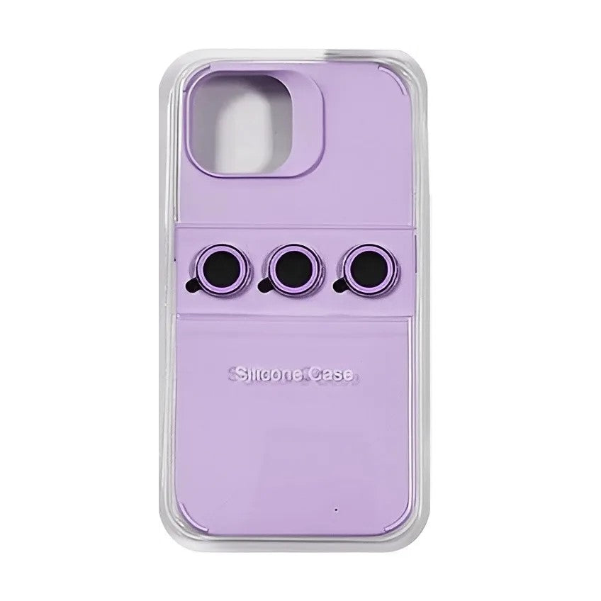 Husa Apple iPhone 15 Pro, Klevo, din Silicon Lichid, Interior din Microfibra, Lentile Fosforescente de Protectie Camera, Anti Amprenta, Rezistenta la Socuri, Mov