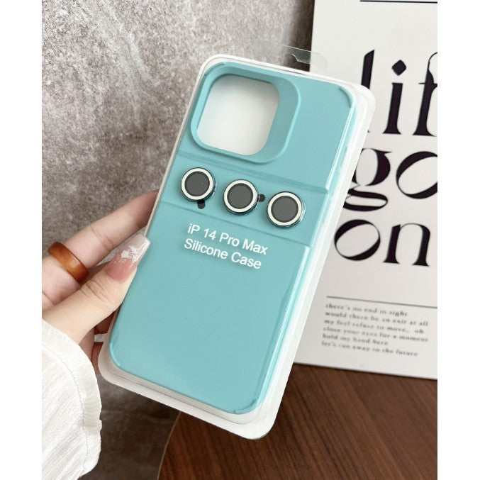 Husa Apple iPhone 15 Pro, Klevo, din Silicon Lichid, Interior din Microfibra, Lentile Fosforescente de Protectie Camera, Anti Amprenta, Rezistenta la Socuri, Bleu