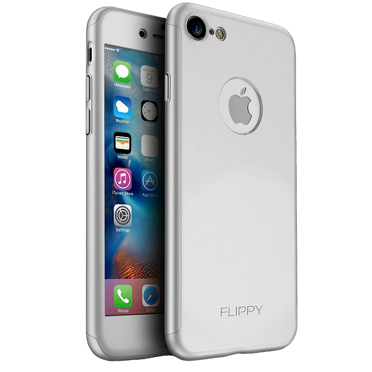 Husa de protectie Klevo Premium Full Cover 360 pentru Apple iPhone 7 Argintiu cu Folie sticla inclusa