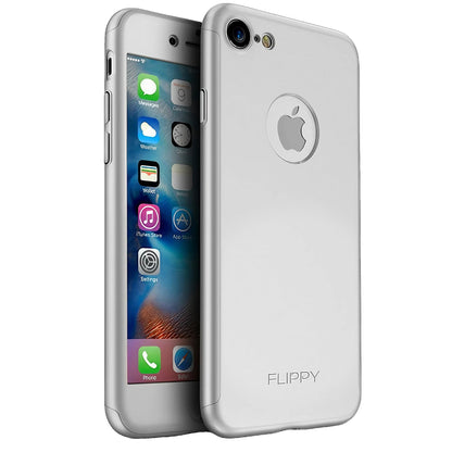 Husa de protectie Klevo Premium Full Cover 360 pentru Apple iPhone 7 Argintiu cu Folie sticla inclusa