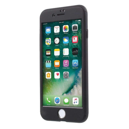 Set Husa si Folie de Protectie, Klevo, Compatibila cu Apple iPhone X, Full Cover 360°, Plastic + Sticla, Negru
