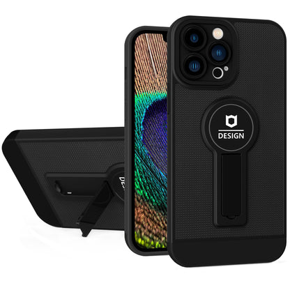 Husa Armor Design cu Stand pentru iPhone 11 Pro Max, Negru, Suport Auto Magnetic, Wireless Charge, Protectie Antisoc, Klevo