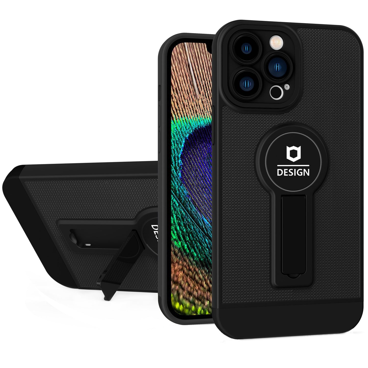 Husa Armor Design cu Stand pentru iPhone 12, Negru, Suport Auto Magnetic, Wireless Charge, Protectie Antisoc, Klevo