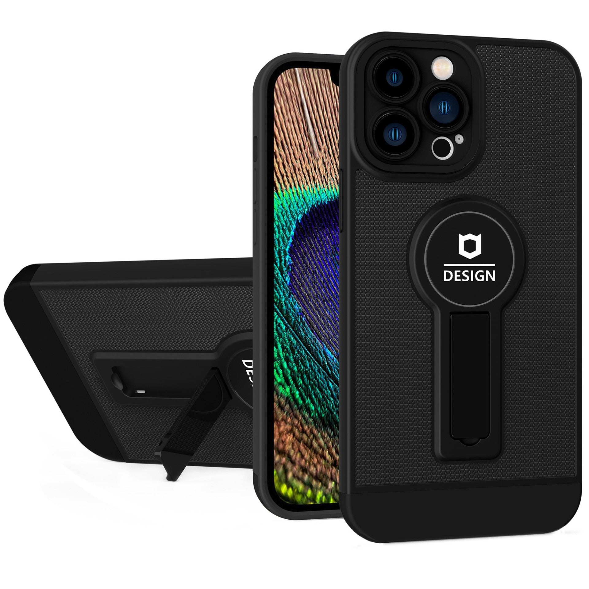 Husa Armor Design cu Stand pentru iPhone 12 Pro, Negru, Suport Auto Magnetic, Wireless Charge, Protectie Antisoc, Klevo