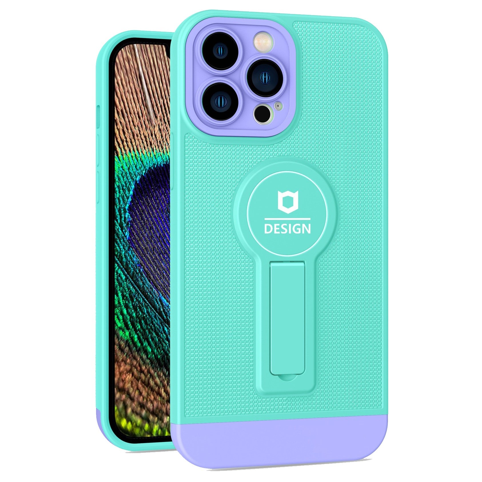 Husa Armor Design cu Stand pentru iPhone 13, Blue/Mov, Suport Auto Magnetic, Wireless Charge, Protectie Antisoc, Klevo