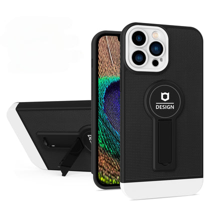 Husa Armor Design cu Stand pentru Apple iPhone 14 Plus (6.7) Negru/Alb, Suport Auto Magnetic, Protectie Antisoc, Klevo