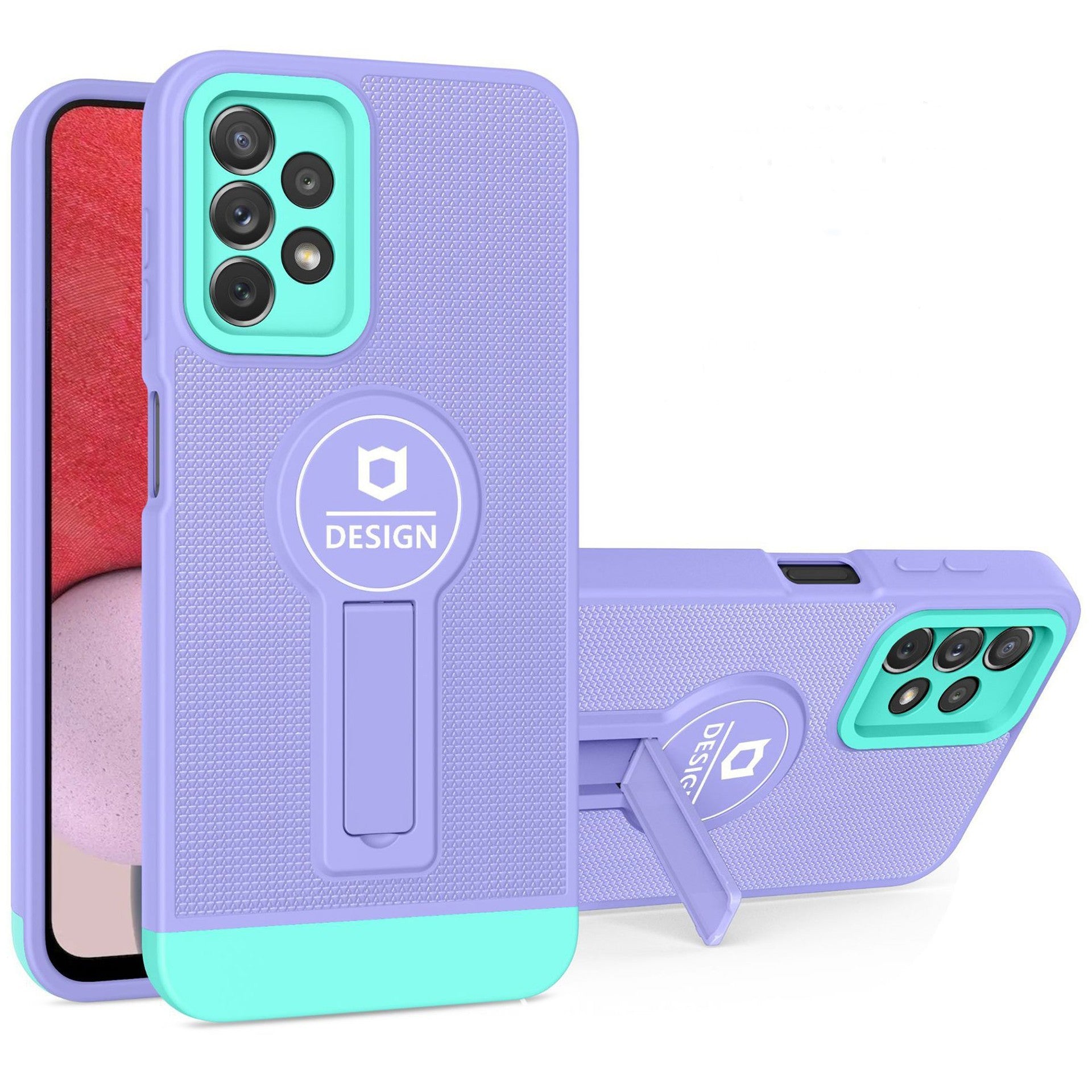 Husa Armor Design cu Stand pentru Samsung S22, Mov/Albastru, Suport Auto Magnetic, Wireless Charge, Protectie Antisoc, Klevo