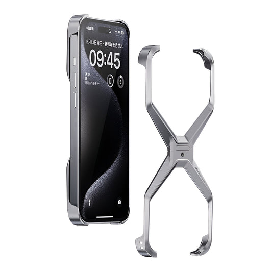 Husa Armor X Compatibila cu iPhone 15, Klevo, Aliaj de Aluminiu, Antisoc, Antizgarieturi, Impermeabila, Margini cu 2 Straturi, Aderent, Montare Usoara, Surubelnita Inclusa, Gri Metalizat